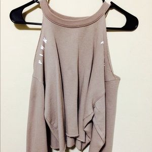 Pink VS crop open shoulders